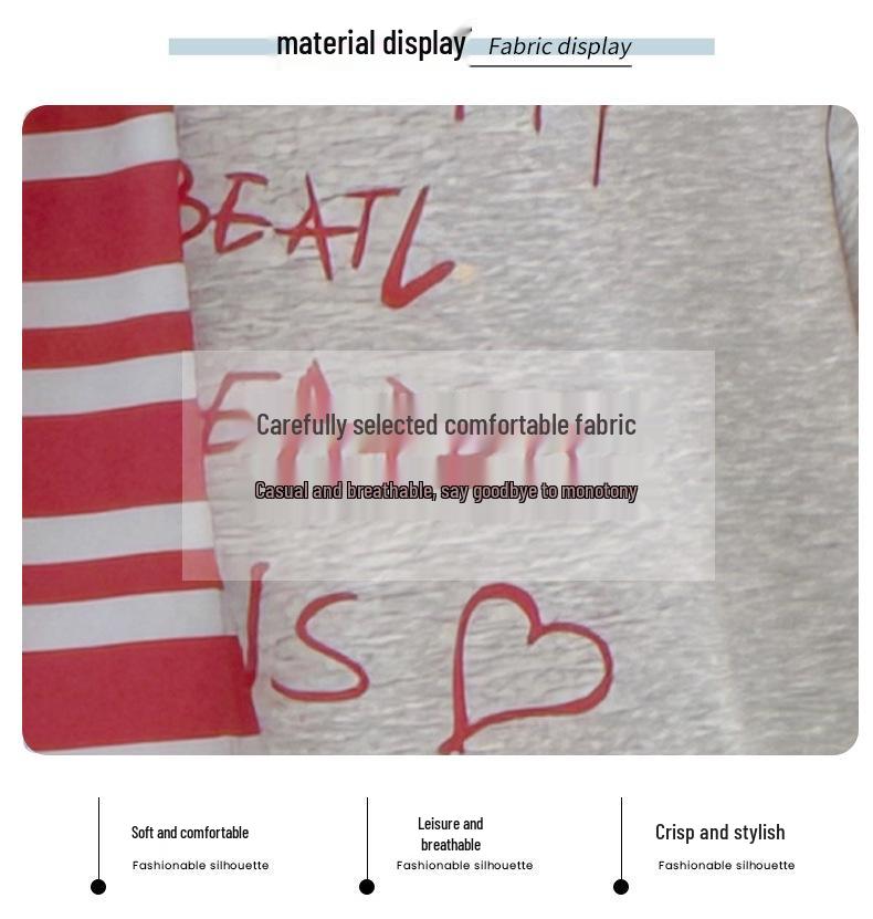 Girls' Korean Style Summer Striped Shawl T-shirt & Denim Shorts Set for Big Kids