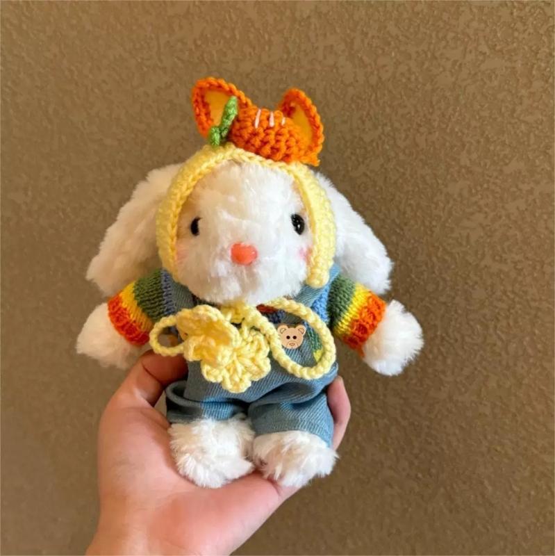 Breloc iepuraș adorabil de pluș, ornament păpușă moale, ornament pentru geantă, pandantiv agățat, textură de pluș pentru cadou de ziua de naștere pentru fete