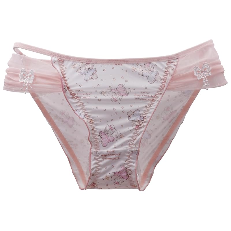 

[AICHENS] shorts cute Loli rabbit print manmade silk fabric race bow knot sexy princess pants Breathable comfort girl atmosphere low rise No stitching