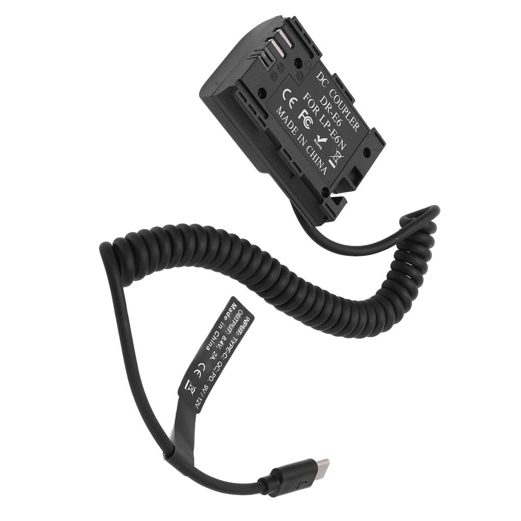 Type C LPE6 Full Decoded Dummy Batteri DC Coupler Strømadapter for 5D4 6D2 7D kamera