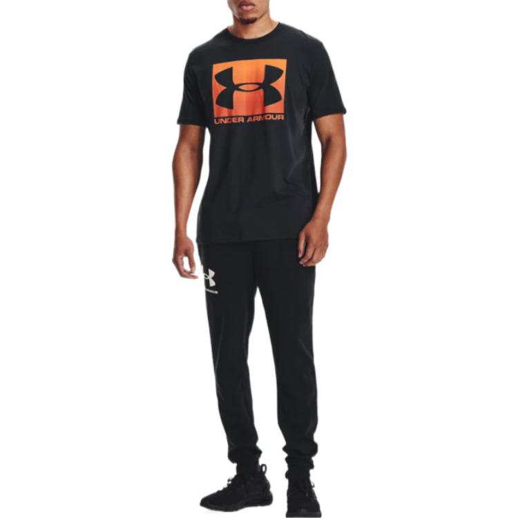 Under Armour Solid Color Logo Print Crew Neck Comfortable Sports T-Shirt Men Tops Black 1329581-003