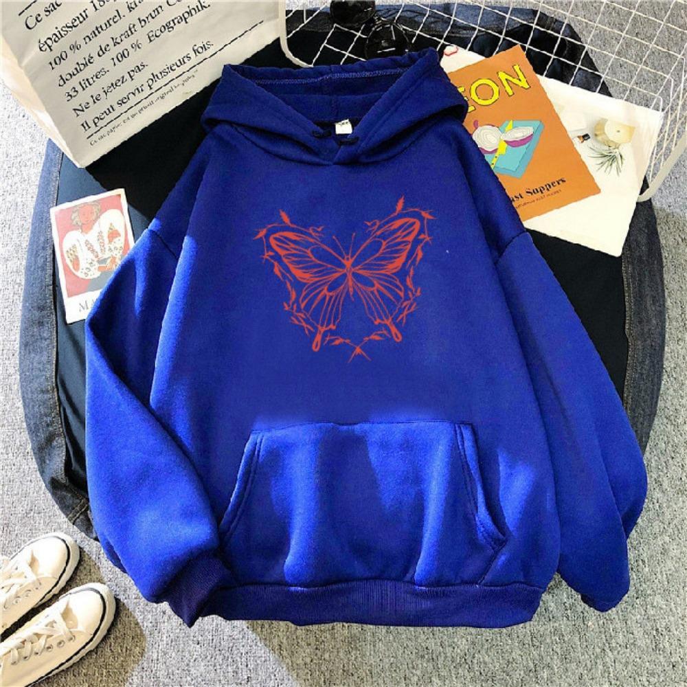 2025 Autumn New Women's Butterfly Print Casual Trend Versatile Velvet Hooded Cardigan Sweater Jacket