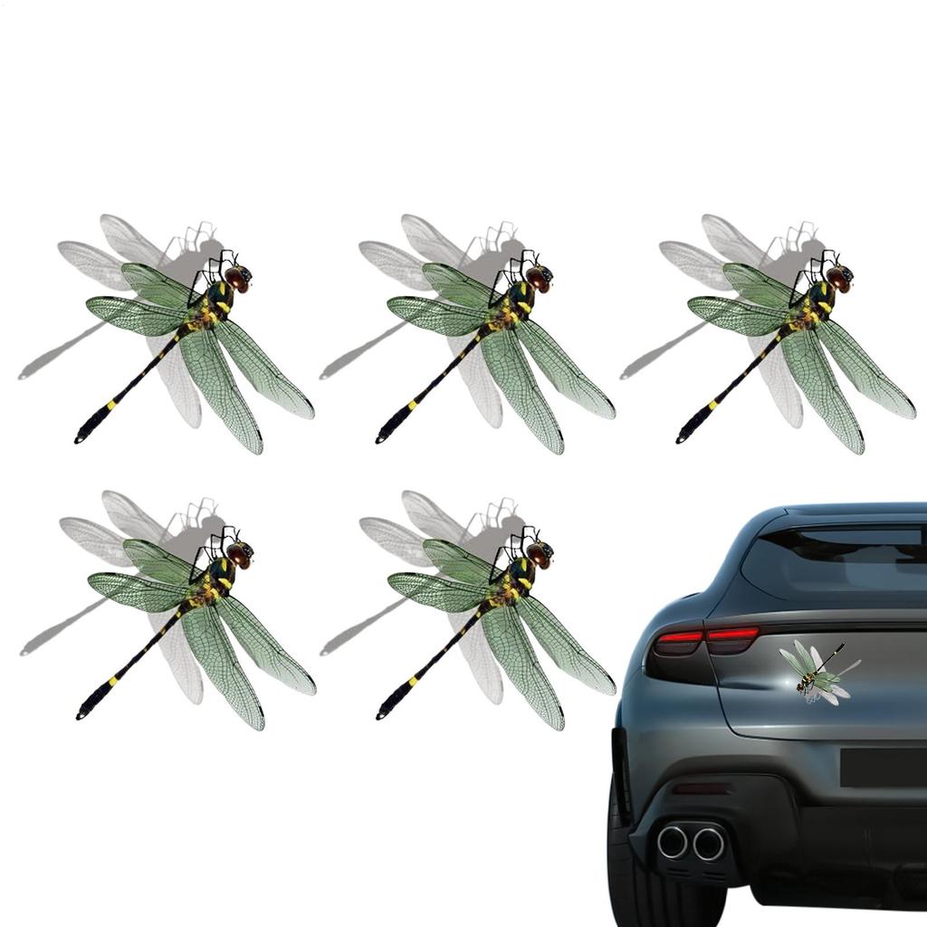 5 Pieces 3d Dragonfly Car Window Sticker Self Adhesive Waterproof Bumper Decals Automotive Exterior Window Decal
