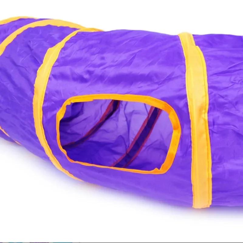 Collapsible Tunnel Tube Pet Toy S Shape for Cat Playing Tunnel Hideaway Tunnel with 2 Holes Hideaway Tent