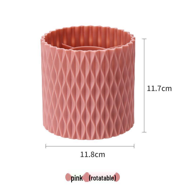 Rotating Diamond Pattern Pen & Makeup Brush Holder - Large Capacity Storage Box
