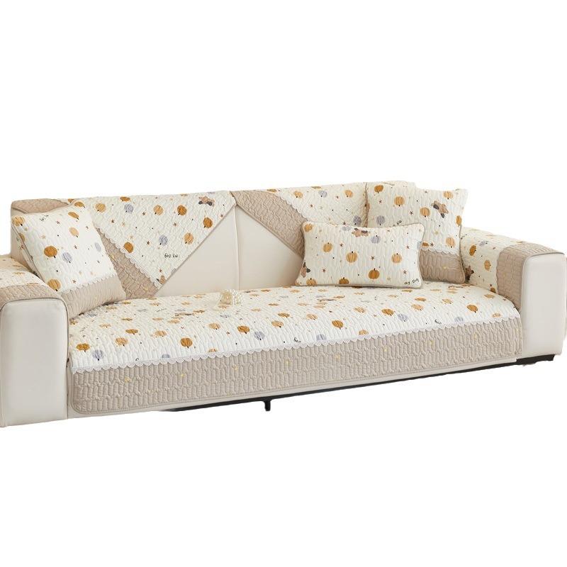 Pure Cotton Sofa Cushion for All Seasons, Non-slip Cotton Seat Cushion, Solid Wood Simple Modern Leather Sofa Cover Cover Cloth