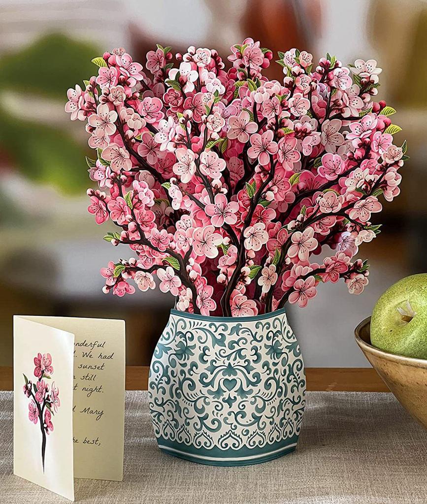 3D Pop-up Mother's Day Greeting Card with Hand-held Flowers