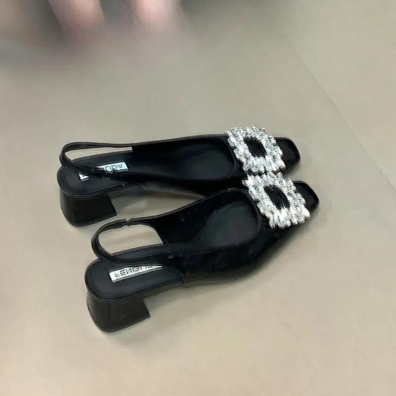 Fashion Women Sandals New 2025 Classic Elegant Slingback Sandals Women Rhinestone Buckle Strap Flat Ballet Designer Shoes for Women