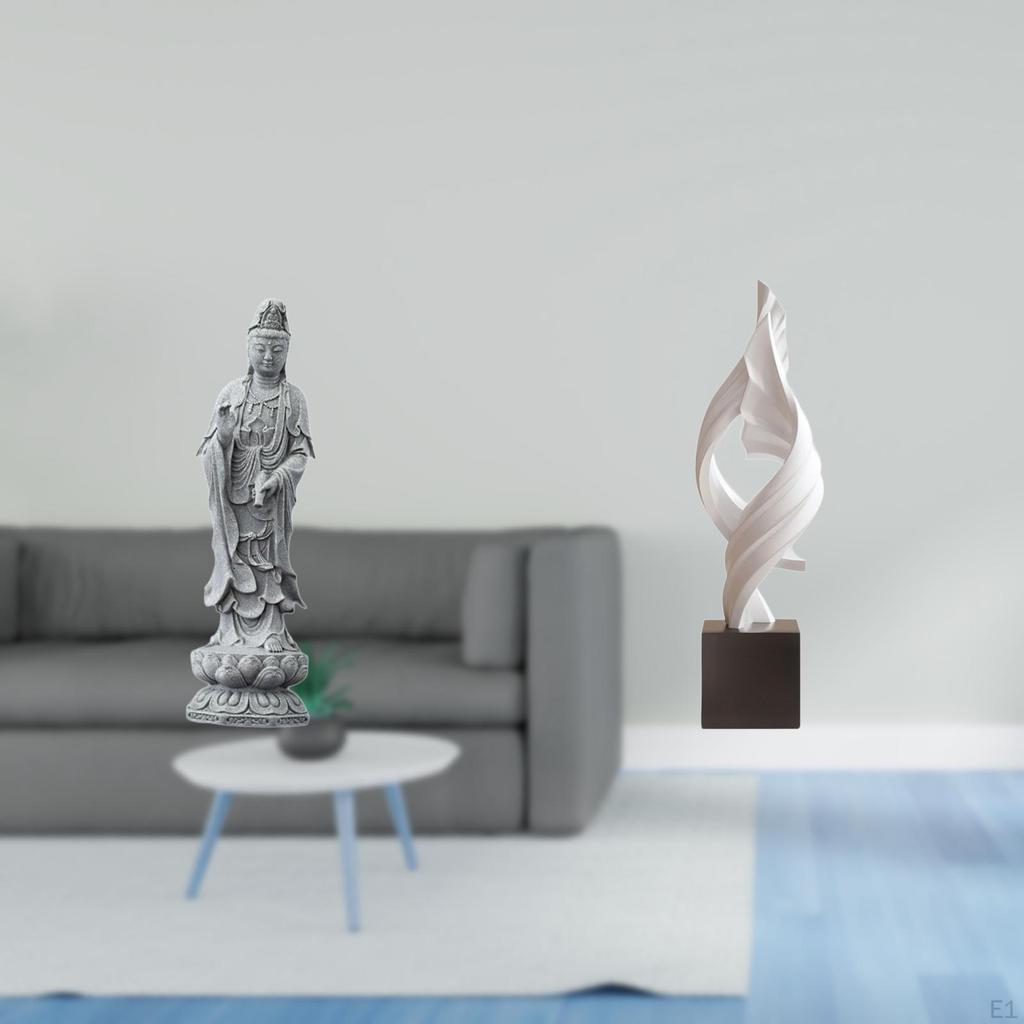 Guan Yin Abstract Art Stone Resin Sculpture Decorative Female Buddha Figurine Feng Shui Ornament for