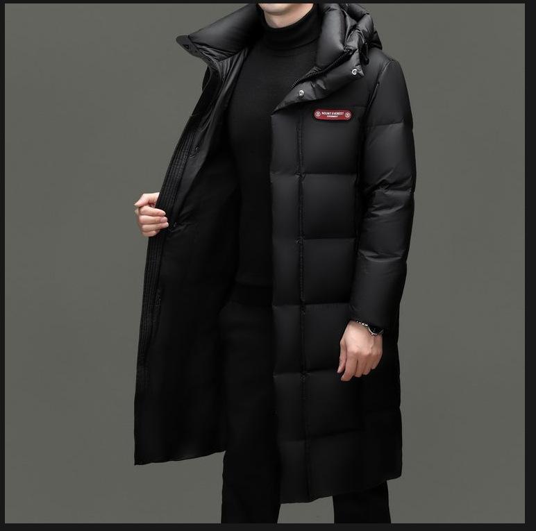 

Экстремально Холодная Пуховая Куртка Мужская Уличная 2025 Зима Новая Мужская Одежда Утолщенная и Теплая Пух Белой Утки Капюшон Длинная Хлопковая Куртка XXXXL