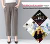 Mom's Cotton Embroidered Nine-Point Pants for Seniors, Casual Straight-Leg Pants for Spring & Autumn