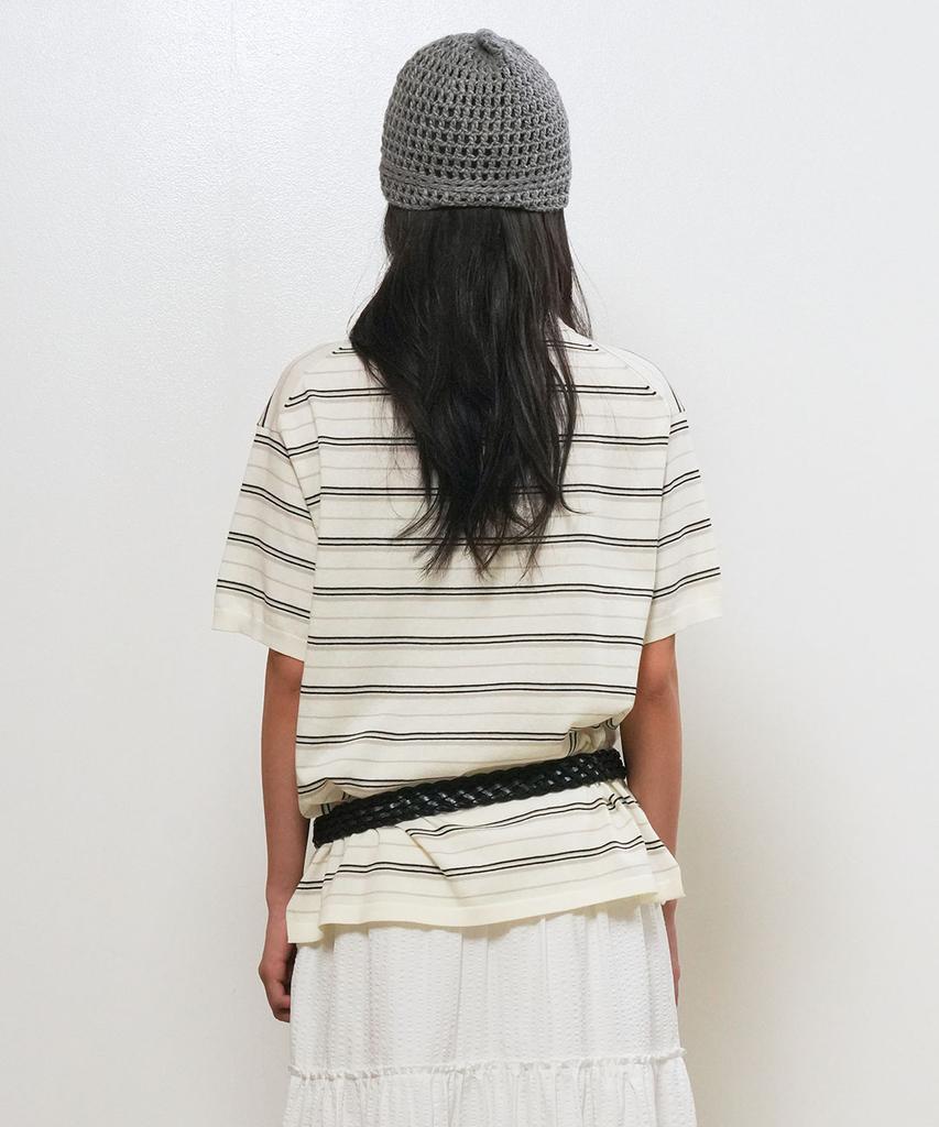 GENERALIDEA Striped Loose Collar Half Knit [Cream] / Gf2Lkp530