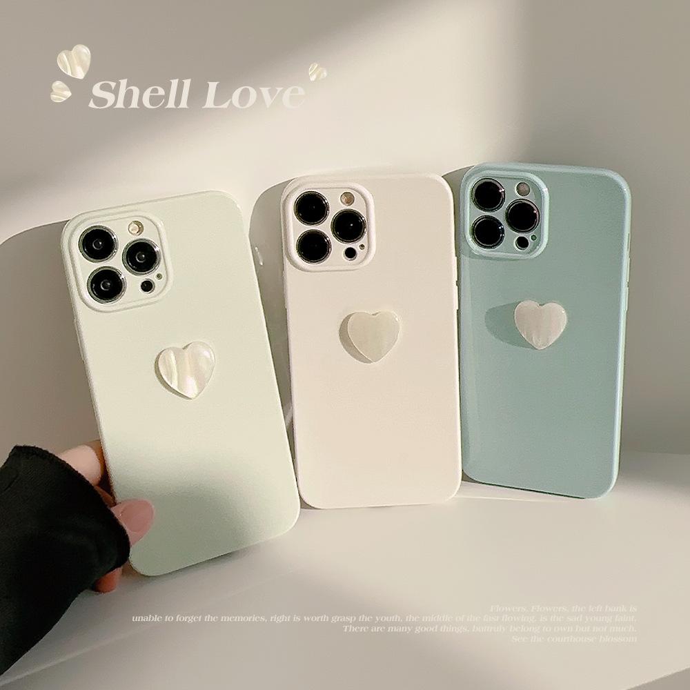 Three Dimensional Love Iphone14 IPhone 13 Pearl Shell 16 Solid Color 12 Suitable for 15promax Simple