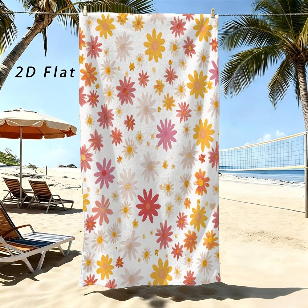 Cheerful Pastel Flower Towel Happy Color Combo Large Lightweight for Pool Deck & Garden Lounging