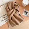 Age-reducing Korean version of blue polka dot double-sided pure knitted scarf for women's winter versatile students thickened warm scarf