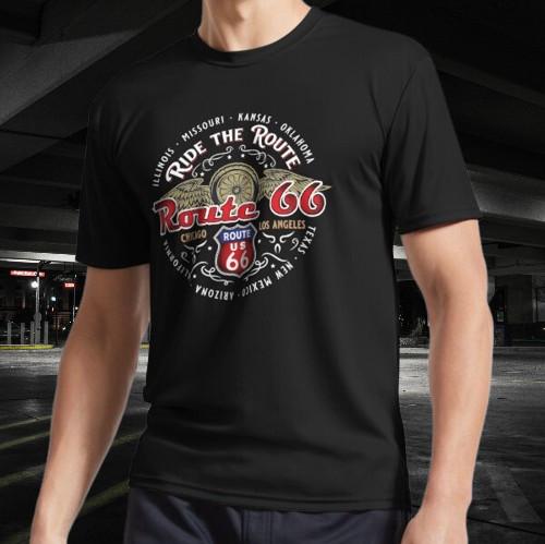 Ride The Route - Route 66 Active T-Shirt Funny Size Mode American T-shirt S разноцветный