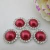 5pcs Round Clear Rhinestone 16 Colors Pearl Metal Shank Buttons (21mm)