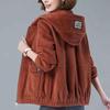 2025 Spring/Autumn Women's Plus Size Chic Corduroy Jacket: Loose, Slimming Fashion for Mothers