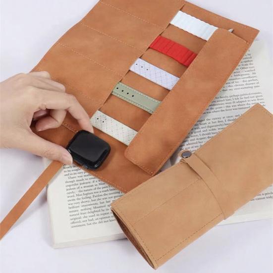 Watch Straps Storage Bag Imitation Leather Holds 5 Straps Watch Strap Storage Pouch Multi-compartment Watch Band Organizer