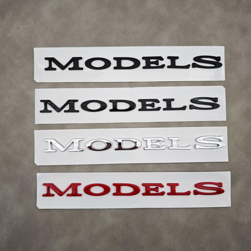 1PC 3D ABS Letters ModelS Logo Chrome Black Emblem Red Badge Car Rear Trunk Stickers Decals For Tesla Model S Auto Accessories