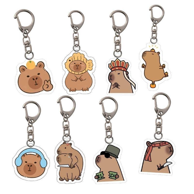 HX6F Double Sided Acrylic Keychain Adornment Adorable Pendant Keyrings Charm
