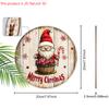 Semn din lemn de Crăciun Fericit cu model adorabil de gnom - Semn rotund Navidad pentru ușa de la intrare, decor suspendat de perete - Decorațiune ideală de Crăciun