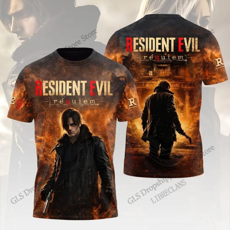 Summer New Vintage Resident Evil 3d Print T-shirt Men Women Fashion Hip Hop Plus Size Streetwear Short Sleeve Tops Tees Kids