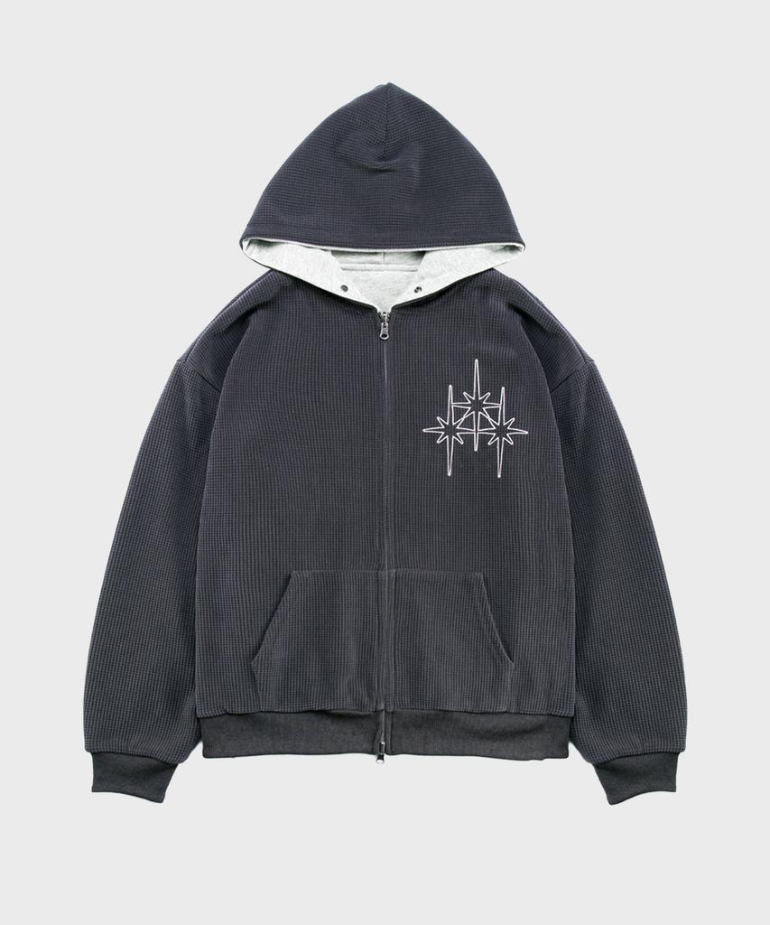 Saintpain Sp Waffle Reversible Zip-Up Hoodie Charcoal