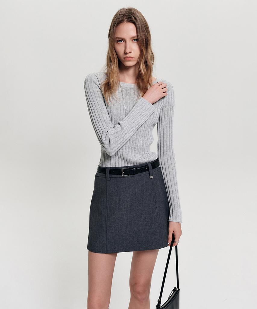 Lugkaeseuteu Ray Boat Neck Slim Knit_Light Grey