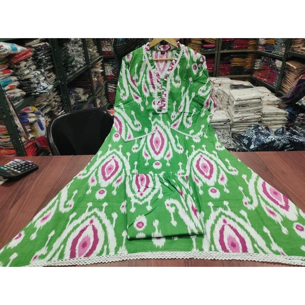 Women Top Tunic Kurti Cord Set Indian Pakistani Cotton Kurta Pant Set Dress VF-1913