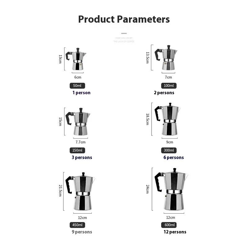 Mocha Coffee Pots Italian Aluminum Octagonal Pot Coffee Cup Maker Tea Maker Portable Coffee Maker