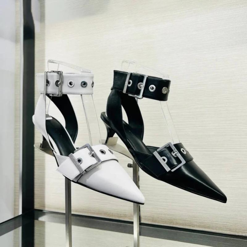 2025 Spring New Women Gladiator Pump Thin High Heels Pointed Toe Ankle Strap Buckle Party Sandals Zapatos Mujer