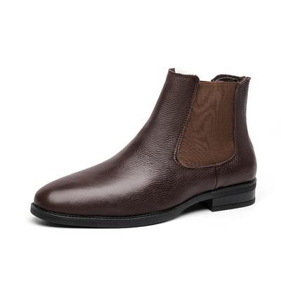 Elegant Chelsea Boots Leather Men Slip-on Dress Formal Boots Model Fashion Motorcycle Boots Vintage British Style Platform Boots