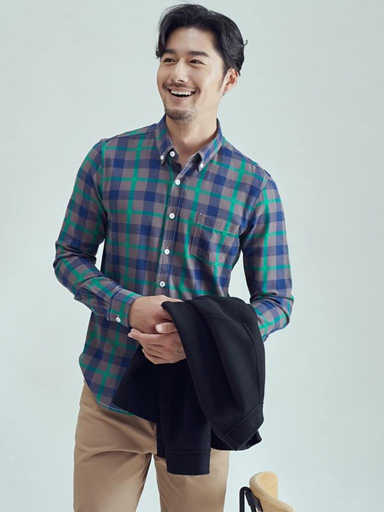 YF Long Sleeve Check Flannel Shirt with Pockets and Perfect for Winter and Standard Stylish Gingham Check Flannel Long Stylish Big Check Plus XL Men's