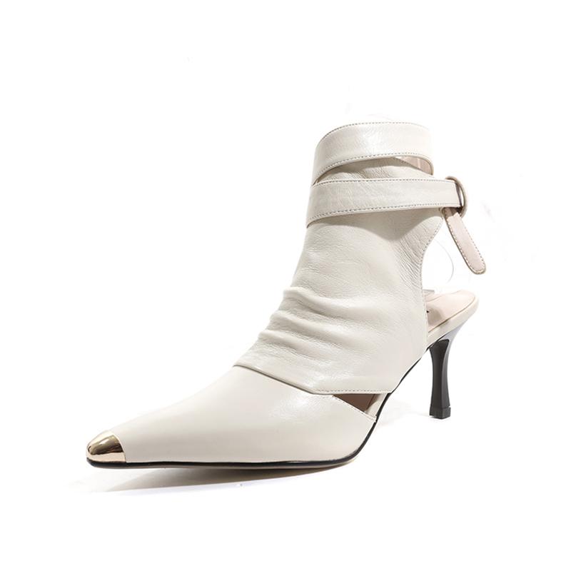 New Pointed Toe Slingback Ankle Boots Brown Slingback Strappy Breathable Cool Boots High Heels Sexy Ladies Dress Women'S Boots