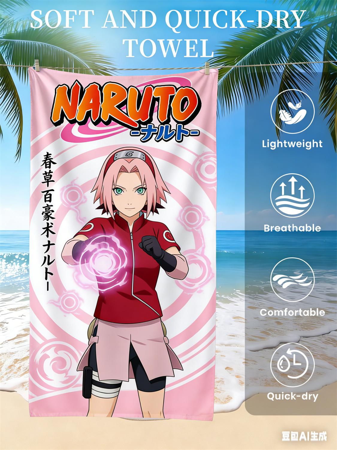 

Naruto Beach Towel, Anime Fan Favorite Character Print Quick-Dry Towel for Beach, Pool, Vacation and Anime Enthusiasts W40*H60(CM)