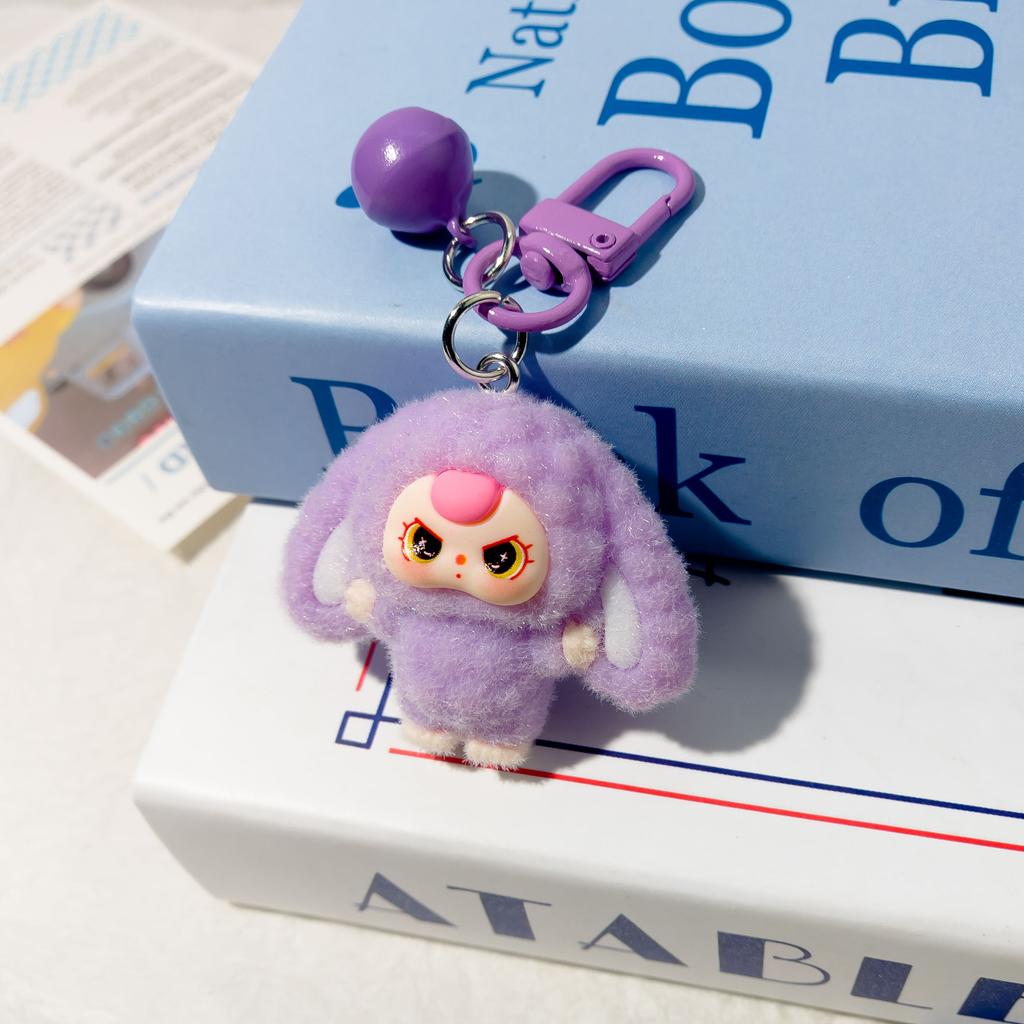 Klokkeformet Flokkering Store Ører Treåring Tegneserie Nøkkelring Tredimensjonal Figur Student Skolesekk Anheng LAbubu