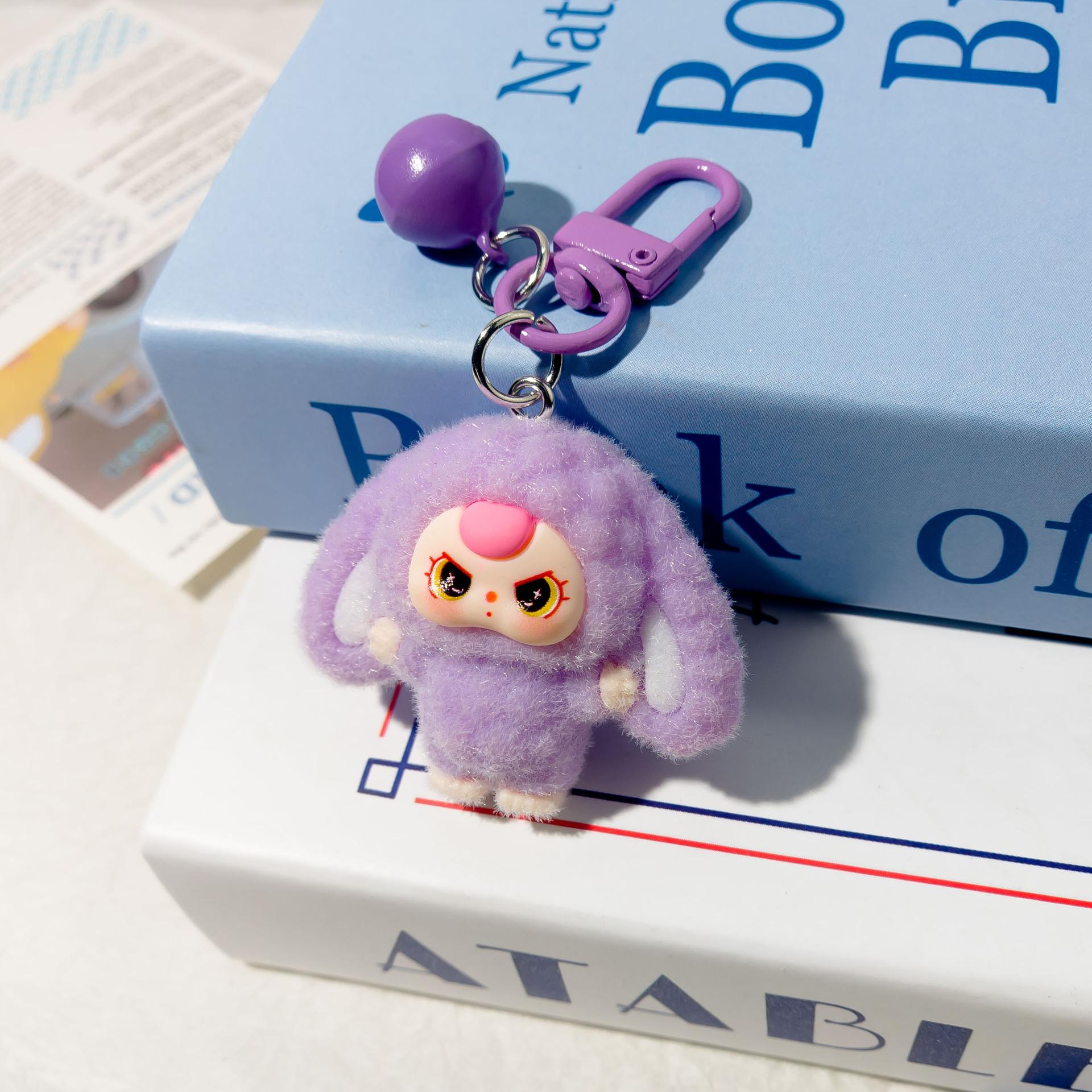 

Колокольчик Флокирование Большие Уши Трехлетний Ребенок Мультяшный Брелок Трехмерная Фигурка Студенческий Рюкзак Подвеска LAbubu фиолетовый