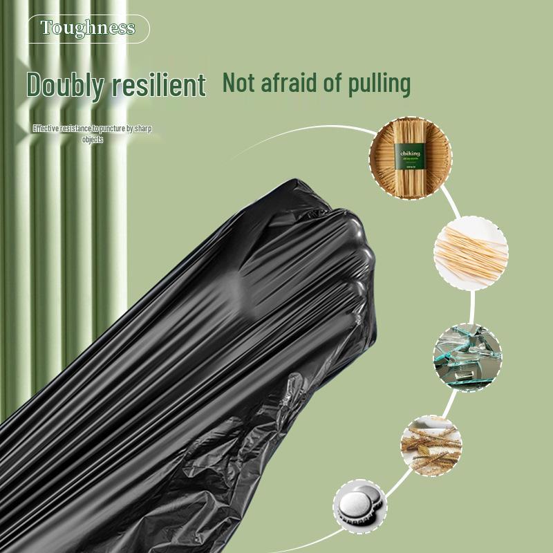 Tear-Free Drawstring Garbage Bags - Portable, Extra Thick, Self-Sealing Black Bags for Kitchen Use