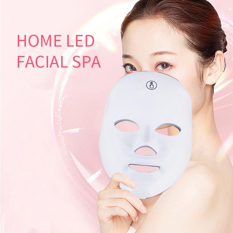 LED Light Face Mask Beauty Device Skin Brightening Soothing Facial Care Tool with Multicolor Light for Home Personal Skincare