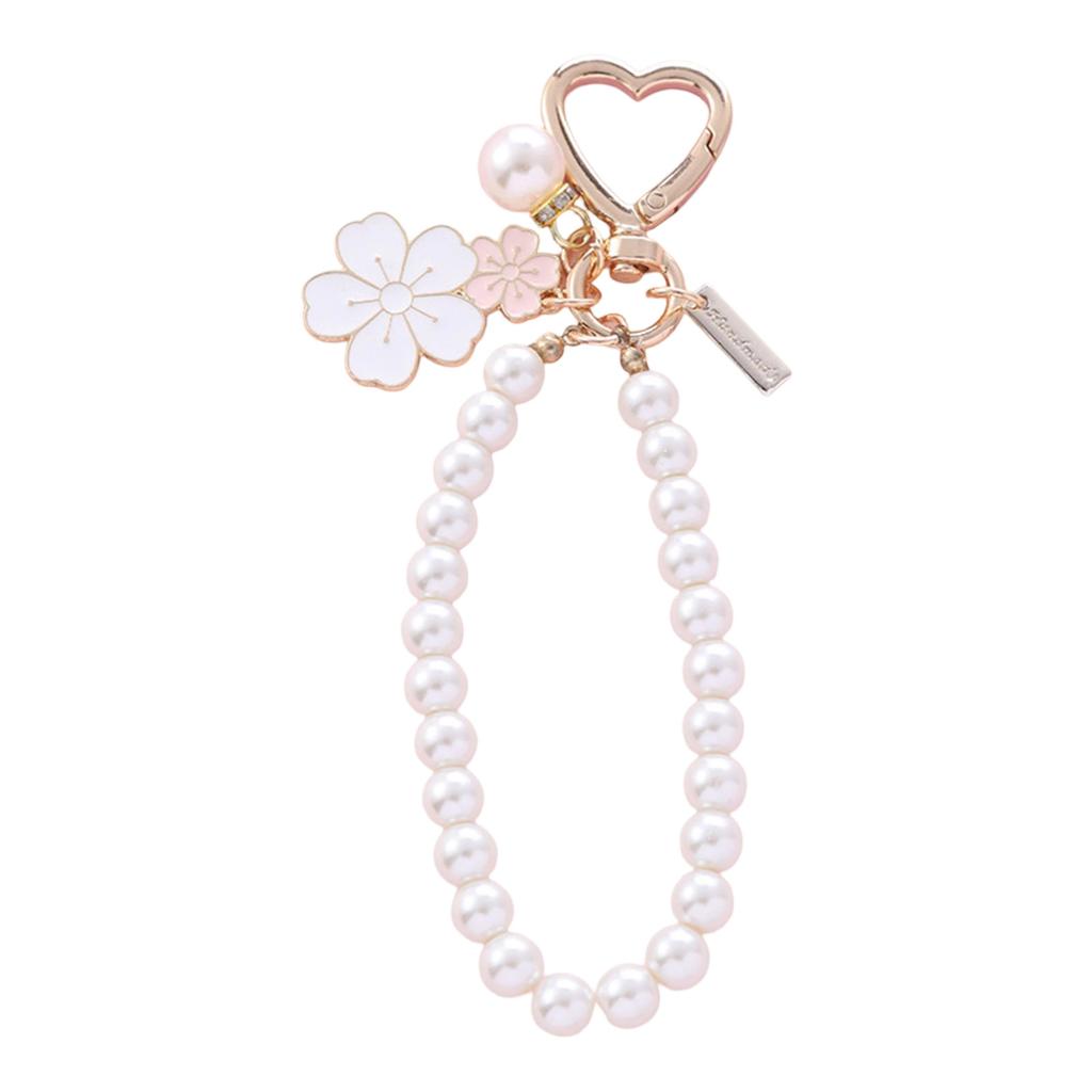 Stylish Dual Color Floral Letter Pearls Keychain Versatile Floral Pearls Keychain with Letter Card Charm For Keys Bags