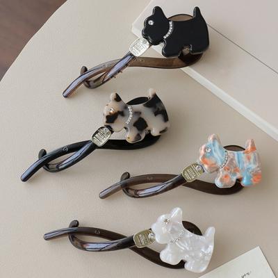 Fermacapelli Perle Finte Forma Gatto Cane Pinza per Capelli Clip per Capelli Parte Posteriore della Testa Strumento per Acconciature in Acrilico Accessori per Capelli