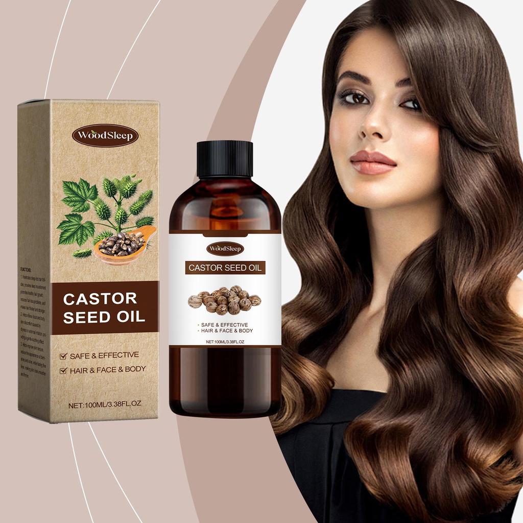 WoodSleep Castor Oil 100ml: Deep Hydration + Follicle Repair! Natural Formula, Suitable for Face/Body/Eyebrows & Eyelashes