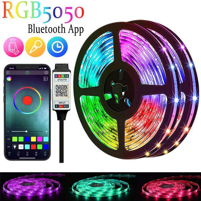 RGB LED Light Strip Set with 5V USB, 24-Key Remote & Bluetooth for TV Backlighting