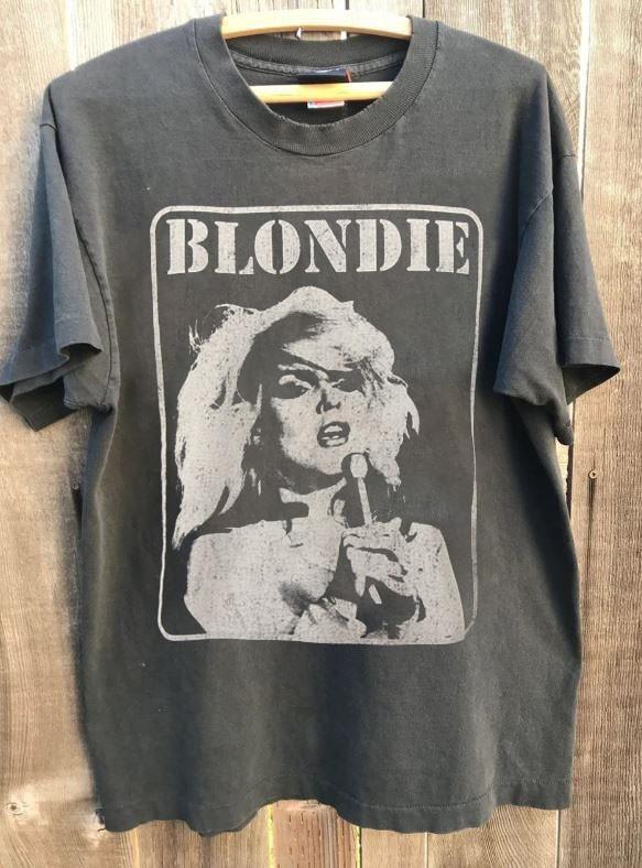 Vtg 90s Blondie Tour Design Basic Charcoal Short Sleeve Unisex T shirt WA4799 Unisex T-Shirt L