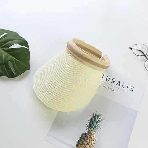 Lady Summer Empty Top Sun Visor Hat Summer Straw Wide Brim Sun Cap Uv Protection Hat