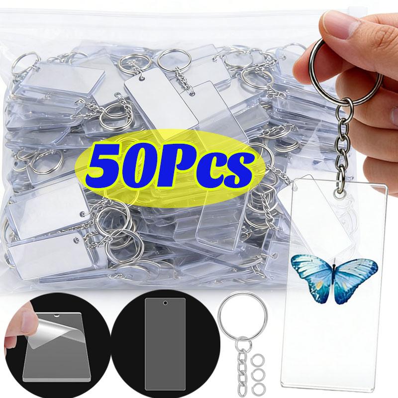 5/50pcs Handmade DIY Transparent Keychains Blank Bookmark Material Acrylic Transparent Bottom Panel Pendants