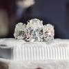 6cttw Oval Cut All Moissanite Engagement Ring with GRA   CopperThree Stone Diamond Wedding Bands for Women Jewelry