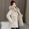 Pie Overcome Women's Medium and Long Hooded Cotton-padded Jacket, Thickened In Autumn and Winter To Prevent Cold