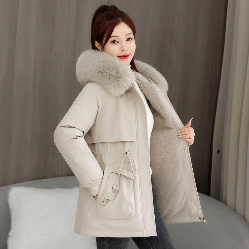 Pie Overcome Women's Medium and Long Hooded Cotton-padded Jacket, Thickened In Autumn and Winter To Prevent Cold